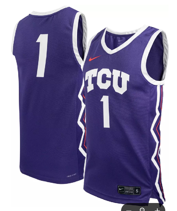 Nike Men TCU #1 Horned Frogs purple basketball jersey